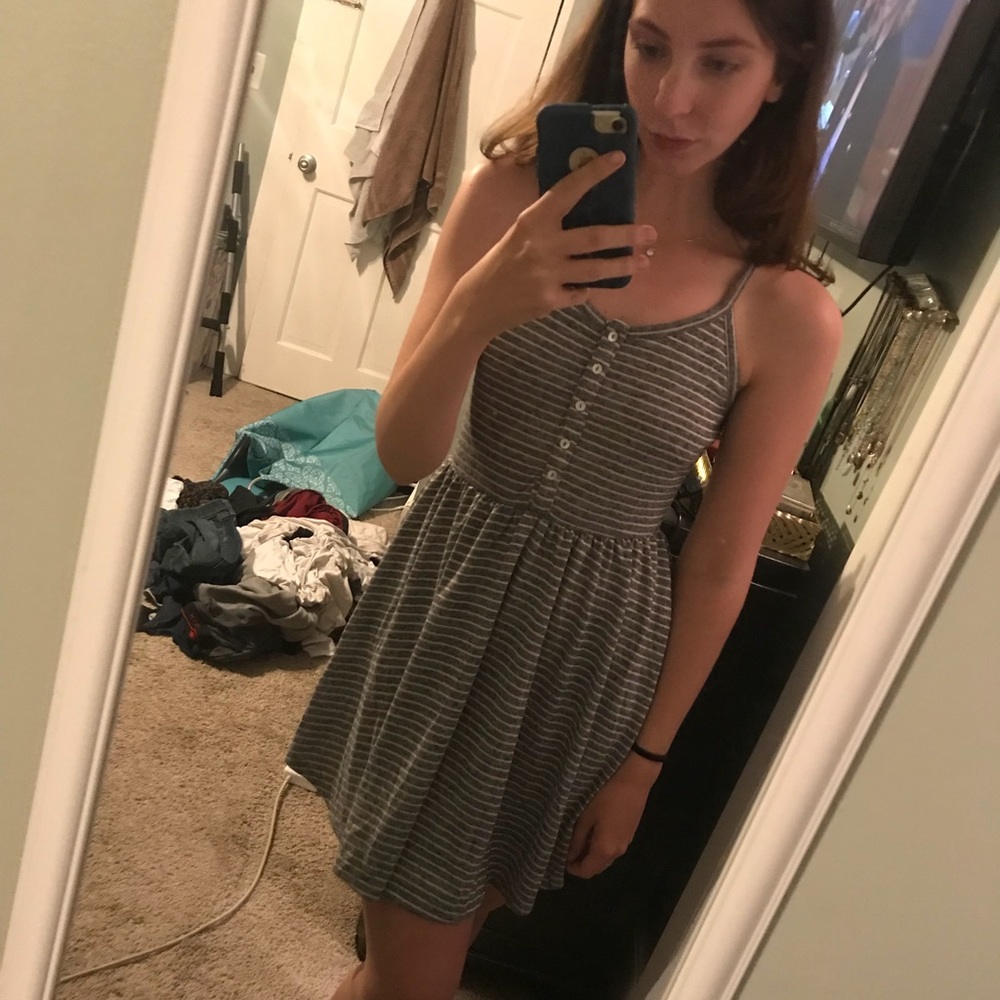 Grey striped dress . Size small.